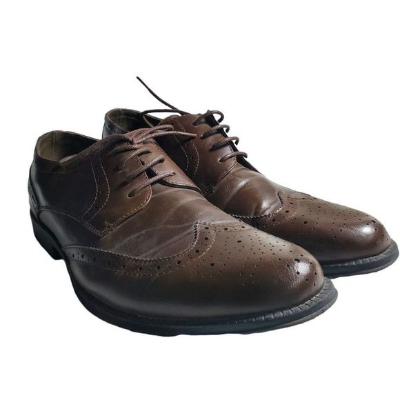 MENS WING TIP OXFORDS 11 ALPINE SWISS ZURICH  BROGUE MEDALLION DRESS SHOES - Picture 8 of 12